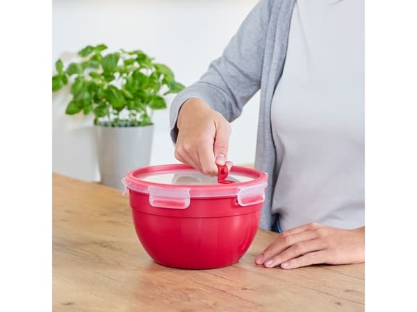 EMSA CLIP & MICRO, Laatikko, Pyöreä, 2,6 L, Punainen, Läpinäkyvä, Muovi, Saksa