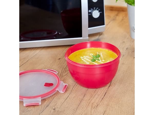 EMSA CLIP & MICRO, Laatikko, Pyöreä, 2,6 L, Punainen, Läpinäkyvä, Muovi, Saksa