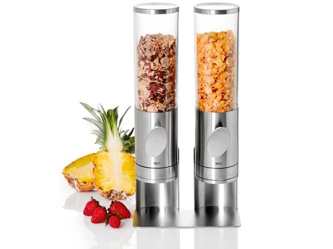 AdHoc Deposito Duo, Matdispenser för bord, 1,5 L, Rostfritt stål, Transparent, Akryl, Rostfritt stål, Godis, Spannmål, Nötter, Ris, Vete, AdHoc Desig