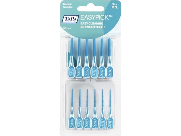 TePe EasyPick tannbørster/interdentalplukkere med etui M/L Blå 36stk