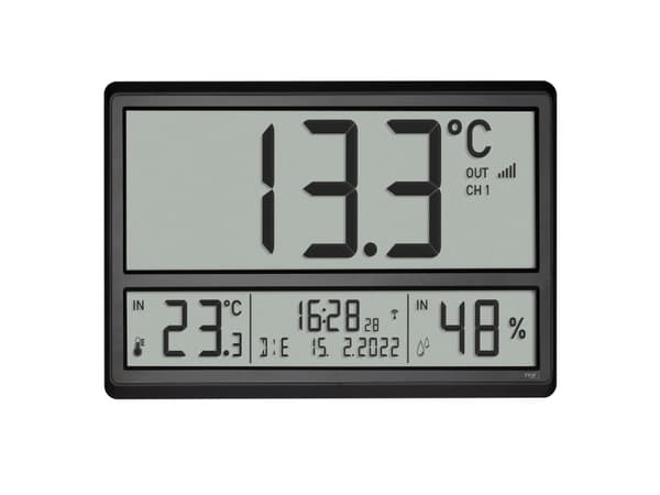 TFA Dostmann 60.4523.01 Vægur Radio 360 mm x 235 mm x 28 mm Sort Stort display