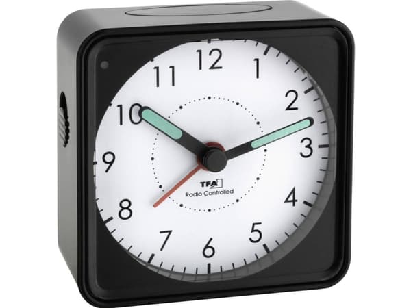 TFA Picco - Väckarklocka - kvadrat - kvarts - skrivbord - svart
