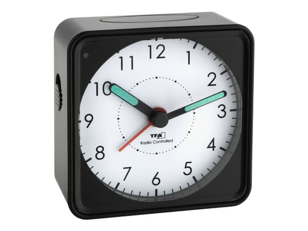 TFA Picco - Väckarklocka - kvadrat - kvarts - skrivbord - svart