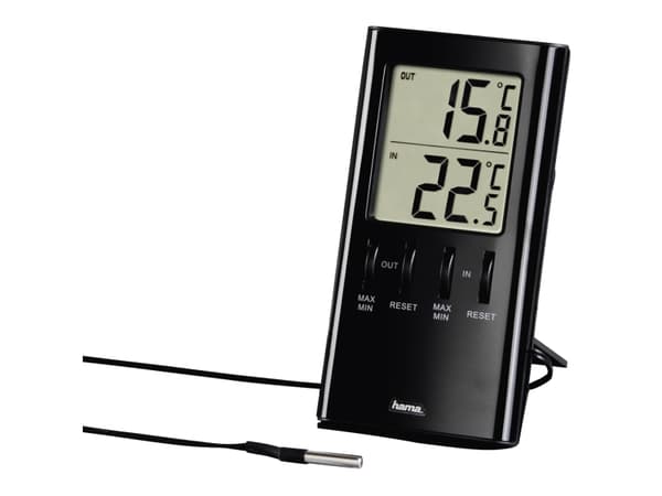 Hama T-350, Elektronisk väderstation, inomhus, Svart, Stav, °C, -50 - 70 ° C