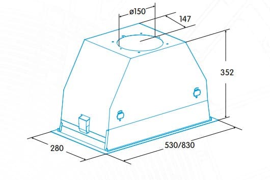 Edesa ECG-5831 GWH - Panser - hvelv - bredde: 53 cm - dybde: 28 cm - ekstraksjon og resirkulasjon (-) - rustfritt stål / hvitt glass