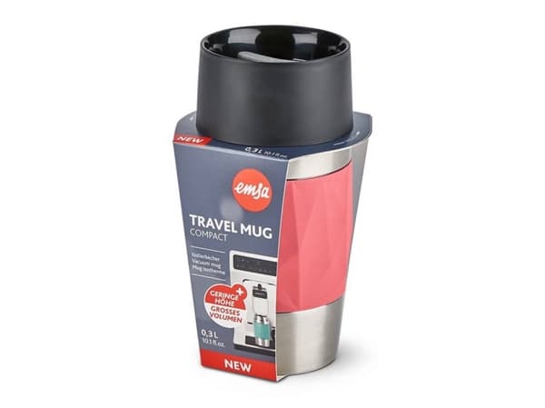 EMSA Travel Mug, Koral, Silikone, Rustfrit stål, Rustfrit stål, Polypropylen (PP), Kina, 0,3 ml