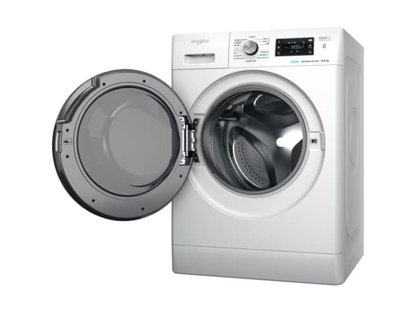 Whirlpool FFWDB 864349 BV EE, Frontmatad, Fristående, Vit, Svart, Svart, LED