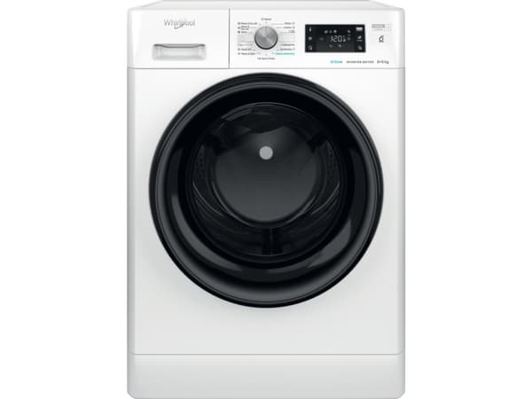 Whirlpool FFWDB 864349 BV EE, Frontmatad, Fristående, Vit, Svart, Svart, LED