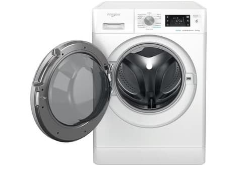 Whirlpool FFWDB 964369 SV EE, Edestä täytettävä, Vapaasti seisova, Valkoinen, Vasen, Hopea, Valkoinen, Painikkeet, Rotaatio