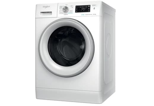 Whirlpool FFWDB 964369 SV EE, Edestä täytettävä, Vapaasti seisova, Valkoinen, Vasen, Hopea, Valkoinen, Painikkeet, Rotaatio Valkoinen