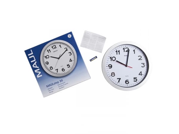 MAUL 9053195, Vägg, Quarts-klocka, Circel, Silver, Vit, Plast, Glas