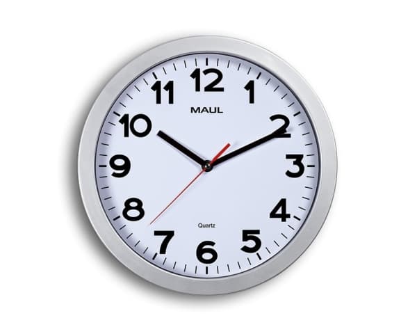 MAUL 9053195, Vägg, Quarts-klocka, Circel, Silver, Vit, Plast, Glas