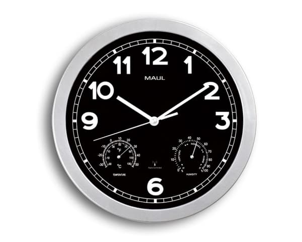 MAUL 9059095, Seinä, Ympyrä, Musta, Hopea, Muovi, AA, 1,5 V