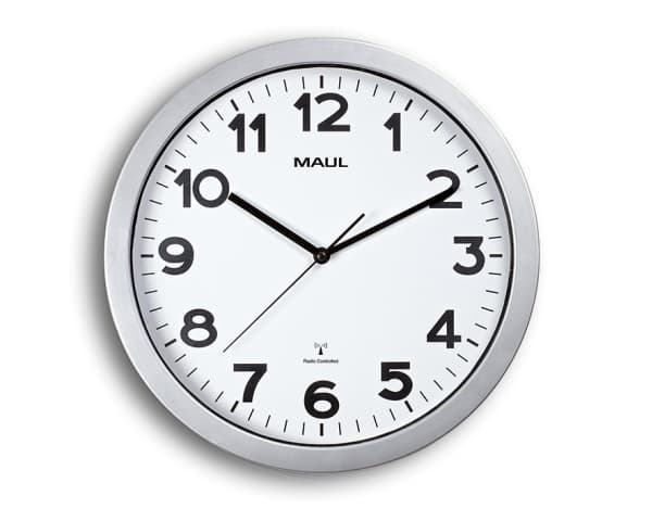 MAUL 9053595, Vegg, Kvartsklokke, Sirkel, Sølv, Hvit, Plast, AA