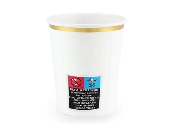 PartyDeco KPP30-008-EU1, 220 ml, Papir, Gull, Hvit, 75 mm, 75 mm, 130 mm
