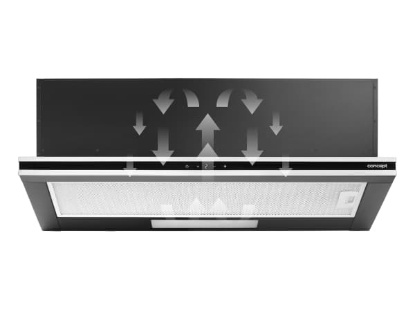 Concept OPV3890, 620 m³/t, Ducted/Resirkulerende, 68 dB, 65 cm, 70 cm, Semi-innebygd (uttrekkbar)