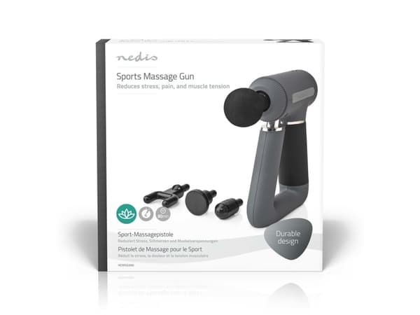 Nedis HCMSG300, Combo massage, Back, Neck, Grey, Ergonomic, 3200 RPM, Battery
