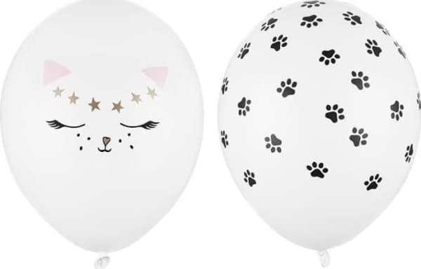 PartyDeco Balloons 30 cm, Kitten, Pastel Pure White one size