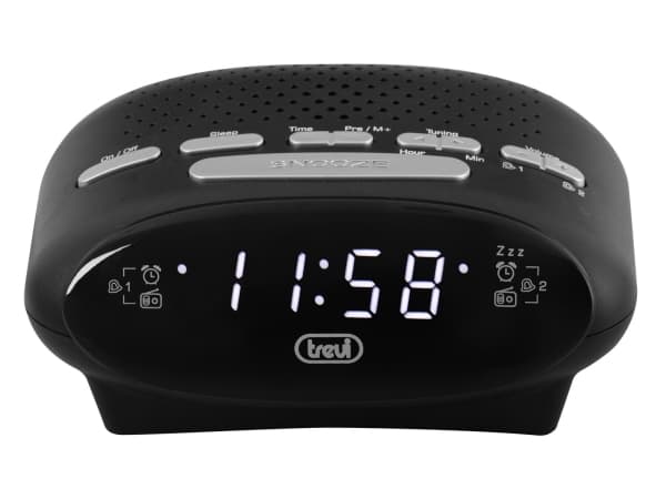 Trevi RC 821 D, Digital vekkerklokke, Oval, Sort, PLL, 87,5 - 108 MHz, Radio/lydsignal