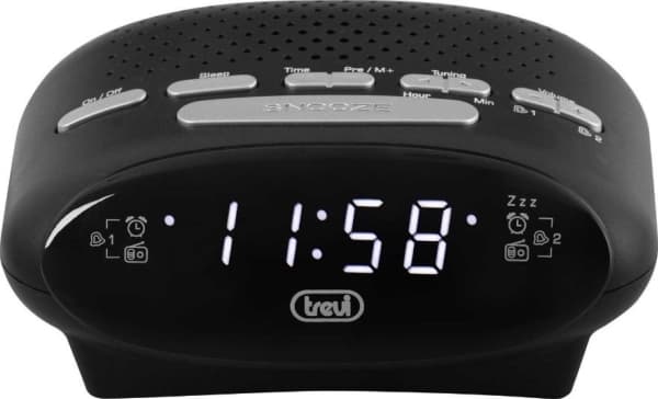 Trevi RC 821 D, Digital vekkerklokke, Oval, Sort, PLL, 87,5 - 108 MHz, Radio/lydsignal