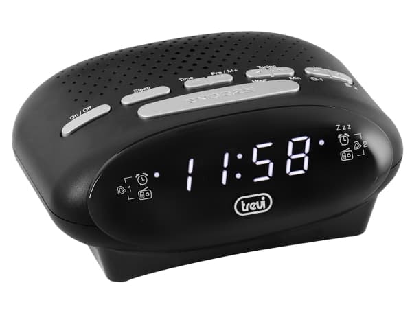 Trevi RC 821 D, Digital vekkerklokke, Oval, Sort, PLL, 87,5 - 108 MHz, Radio/lydsignal