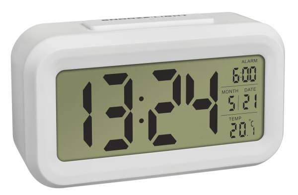TFA-Dostmann 60.2018.02, Digital vekkerklokke, Rektangel, Hvit, Plast, 0 - 50 °C, °C