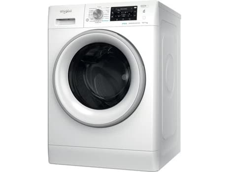 Whirlpool FFWDD 1076258 SV EE, Frontmatet, Frittstående, Hvit, Venstre, Sølv, Hvit, Rotasjon, Berøringskontroll