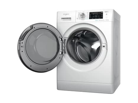Whirlpool FFWDD 1076258 SV EE, Frontmatet, Frittstående, Hvit, Venstre, Sølv, Hvit, Rotasjon, Berøringskontroll