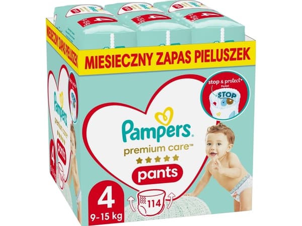 Pampers Pieluchomajtki Pants Premium Care 4, 9-15 kg, 114 szt.