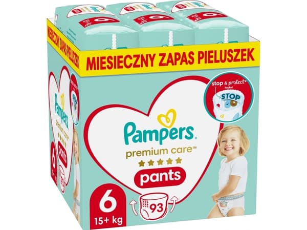 PAMPERS Premium buksebleer Størrelse 6, 15-25kg, 93 stk.