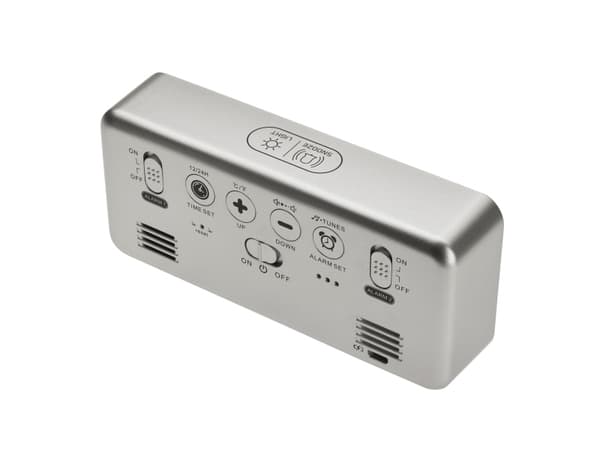 TFA-Dostmann 60.2032.54, Digital väckarklocka, Rektangel, Silver, 12/24h, 0 - 50 ° C, F, °C