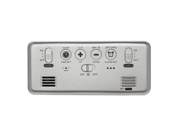TFA-Dostmann 60.2032.54, Digital väckarklocka, Rektangel, Silver, 12/24h, 0 - 50 ° C, F, °C
