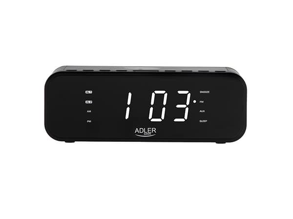 Adler AD 1192B, digitaalinen herätyskello, musta, 12h, FM, 5 W, sininen