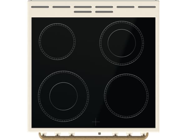 Gorenje GECS6B70CLI, Vapaasti seisova liesi, Beige, Rotaatio, Ruostumaton teräs, Yläosa edessä, Keraaminen