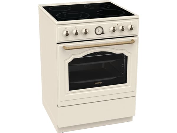 Gorenje GECS6B70CLI, Vapaasti seisova liesi, Beige, Rotaatio, Ruostumaton teräs, Yläosa edessä, Keraaminen