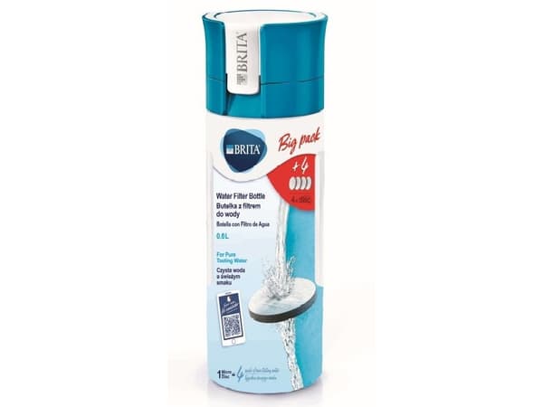 Brita Fill & Go flaskeblå 0,6l + 4 filterinnsatser