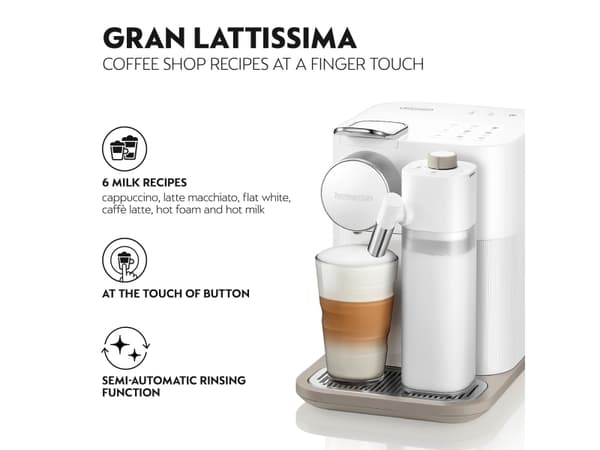 De'Longhi Nespresso Gran Lattissima EN 640.W Kaffemaskine Hvid