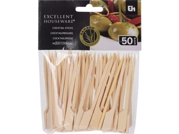 Excellent Houseware tannpirkere TRE bambusspyd til forretter snacks spyd 9 cm 50 stk