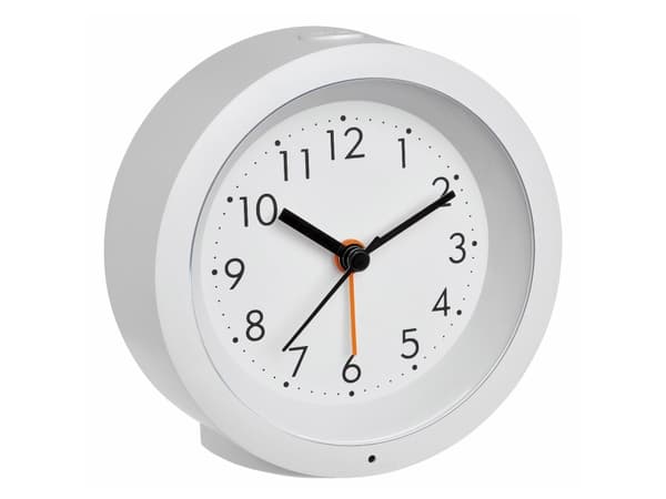 TFA-Dostmann 60.1029.02, Quartz vekkerklokke, Rund, Hvit, Analog, Batteri, AA