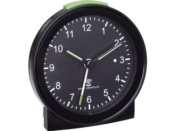 TFA-Dostmann 60.010578, Mekanisk alarmklokke, Rund, Sort, Grønn, Plast, Analog, Batteri