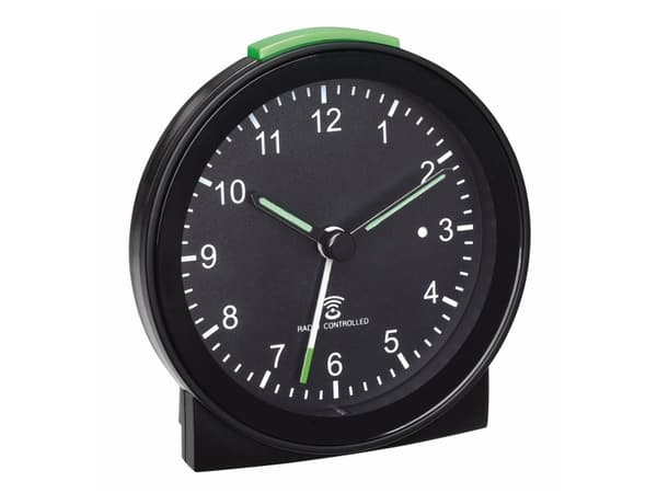 TFA-Dostmann 60.010578, Mekanisk alarmklokke, Rund, Sort, Grønn, Plast, Analog, Batteri