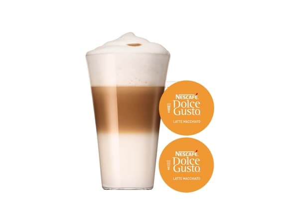 Nescafé Dolce Gusto Latte Macchiato, Kaffe kapsyl, Latte macchiato, Dolce Gusto, 15 kopper, 30 stykker, Boks