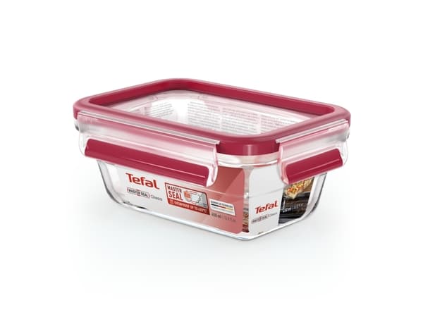 Tefal MasterSeal N1040510, Laatikko, Suorakulmainen, 0,45 L, Läpinäkyvä, Punainen, Lasi, 420 °C