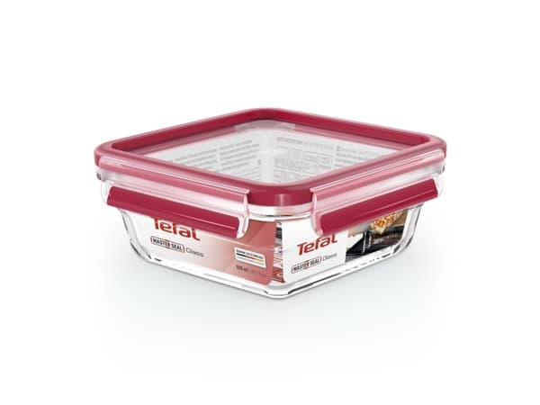 Tefal MasterSeal N10414, Boks, firkant, 0,8 l, Gjennomsiktig, Rød, Glass, 420 °C
