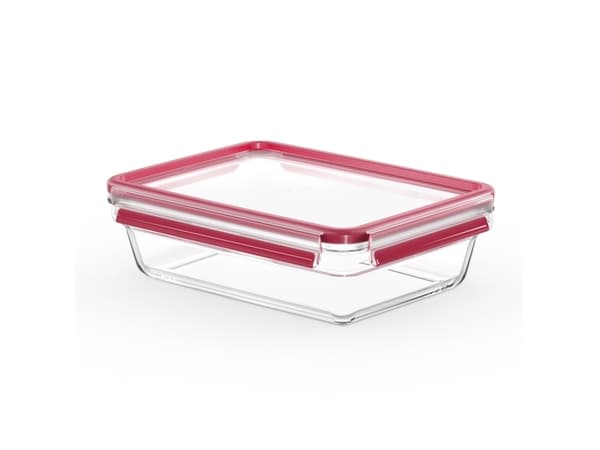 Tefal MasterSeal N1041110, Laatikko, Suorakulmainen, 2 L, Läpinäkyvä, Punainen, Lasi, 420 °C