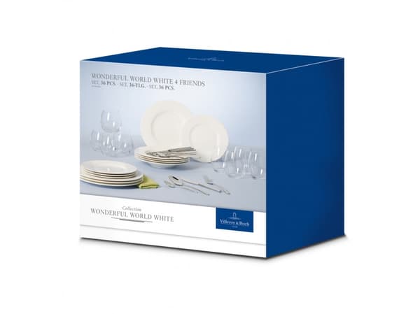 Villeroy & Boch Wonderful World White 4 Friends 36, 4 henkilö(t), Posliini, Valkoinen, 36 kpl