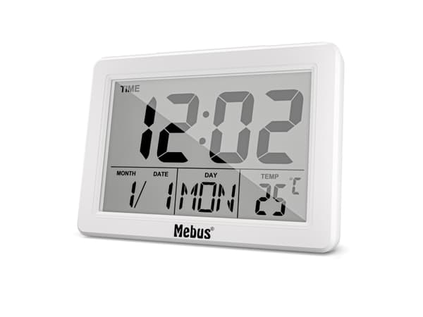Mebus 25738, Quartz vekkerklokke, Rektangel, Hvit, 12/24h, F, °C, Hvit