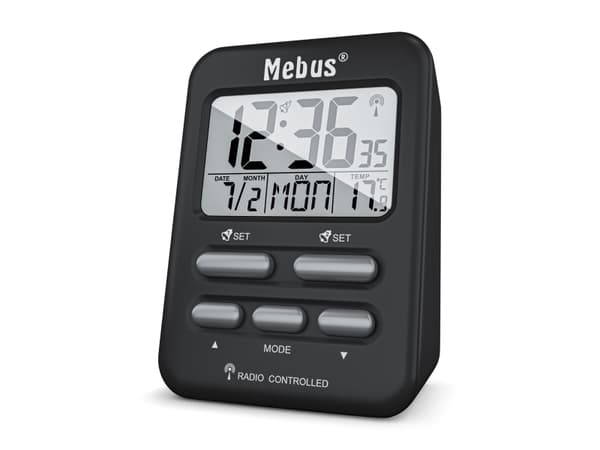 Mebus 25799, Digital vekkerklokke, Sort, 12/24h, F, °C, Alle kjønn, Blå