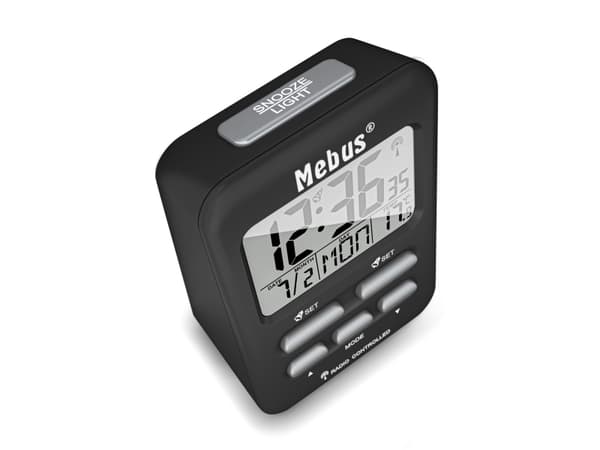 Mebus 25799, Digital vekkerklokke, Sort, 12/24h, F, °C, Alle kjønn, Blå