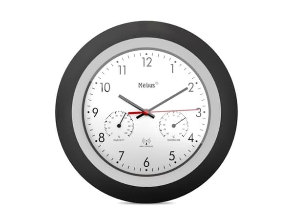 Mebus 19449, Vägg, Digital clock, Rund, Svart, Vit, Plast, Modern